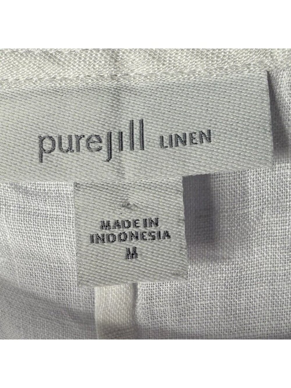 Pure Jill Top Women Sz M White Linen Boxy Coastal Beach Lagenlook Sustainable - Picture 9 of 9